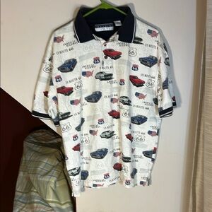 Men's‎ White Graphic Route 66 Polo Shirt Automotive
